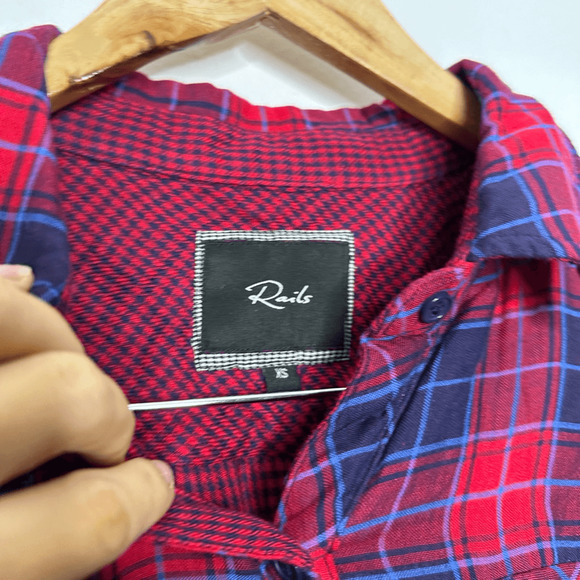 Rails Kendra Plaid Shirt Red Blue Button Down flannel soft womens XS - Picture 4 of 7